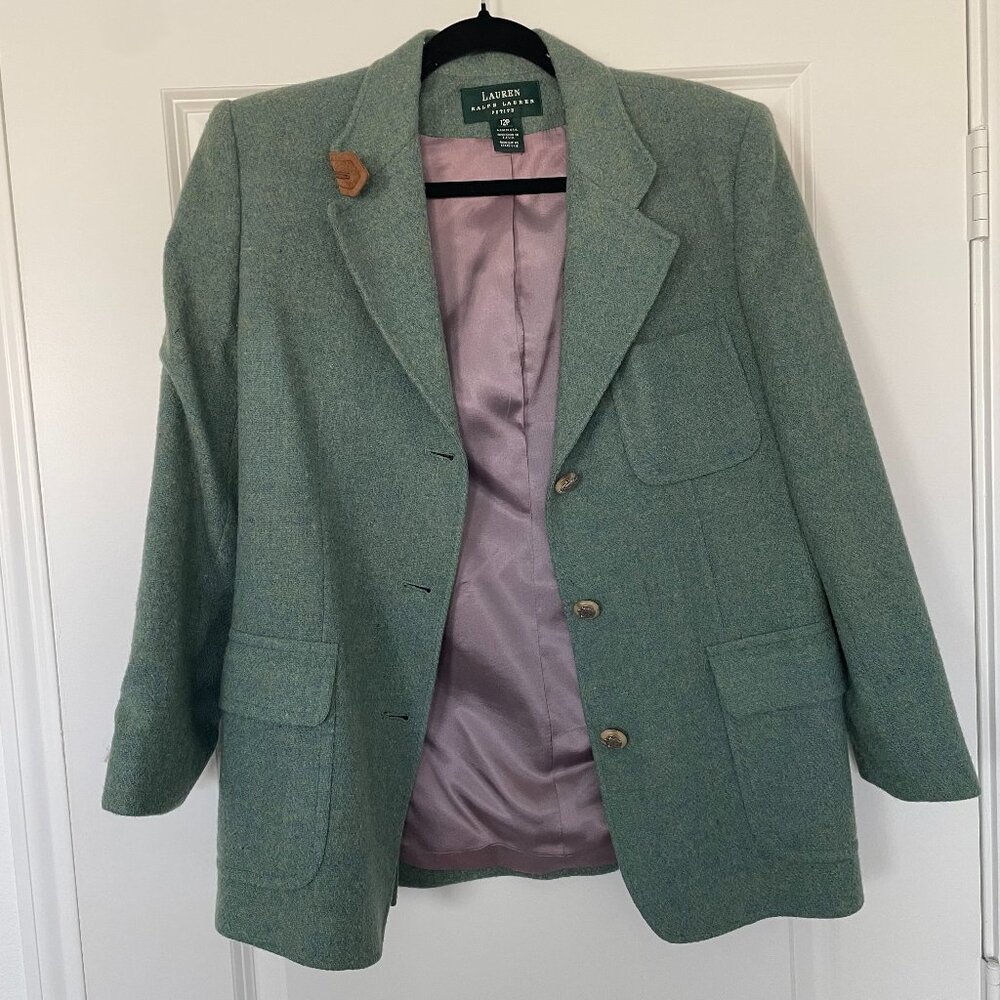 Lauren Ralph Lauren Equestrian Wool Blazer w/ Leather Elbow Patches – 12 Petite